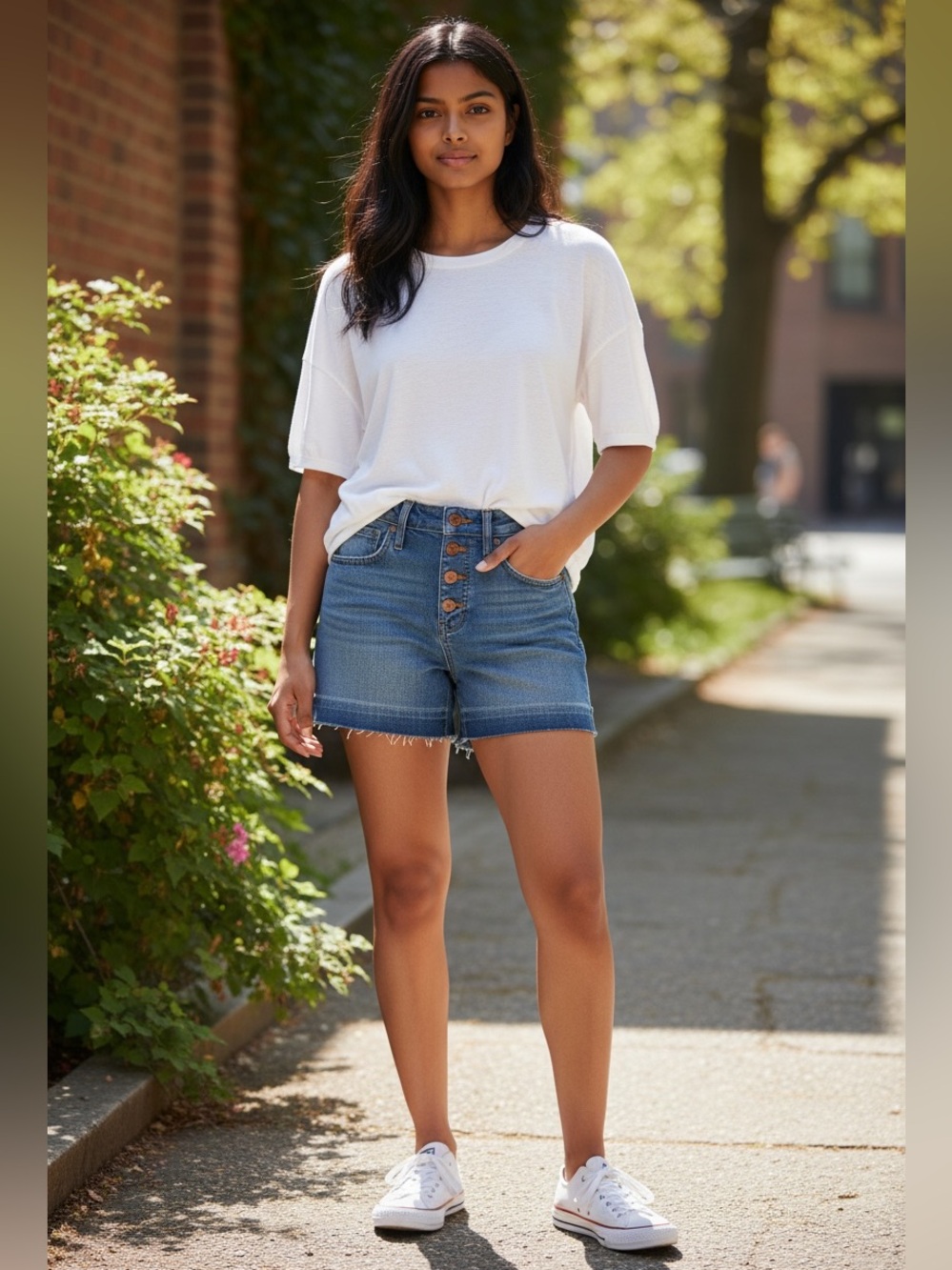 Madewell High Rise Jean Shorts with Copper Button Fly and Raw Hem (CdlG-N)